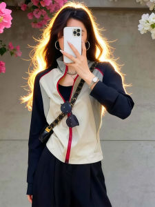 V.C.I | Color-blocked Retro Spliced Collared Fitted Sun-protective Jacket