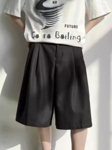 Retro Japanese Style Pure Color Mens Summer Thin Hanging Feeling Casual Short Pants Loose Wide Leg Five-Point Pants