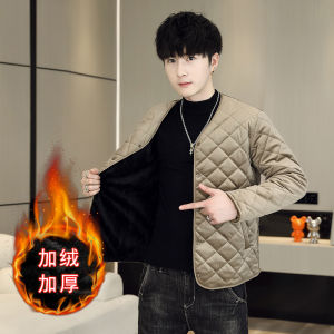 Men Lightweight down Jacket Wear Winter Clothes Plus Size Cashmere Liner Cotton-Padded Clothes Middle-Aged Fleece Lined Thick Cotton-Padded Coat