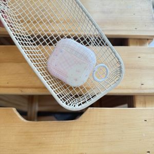 Cute Pink Grid Pattern Colorful Stars Flower Bowknot Splicing Pendant Earphone Case Cover for AirPods 1 or 2 3 4 Pro 2