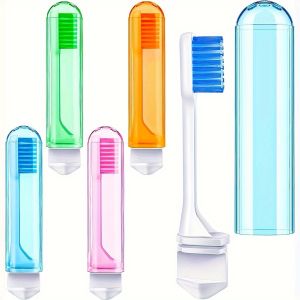 6-Pack Portable Folding Toothbrushes with Case Soft Travel Toothbrushes Individually Packaged for Travel Camping School Home Use