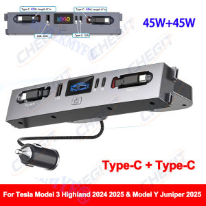 5in1 For Tesla New Model Y Juniper 2025 26 Model 3 Highland 2024 45W Central Control Fast Charging TPYE-C USB HUB Expansion Dock