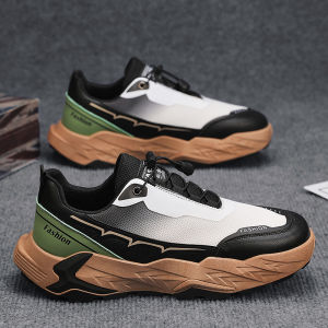 Mens Casual Running Shoes Spring Autumn Breathable Slip-On Sports Sneakers Thick Bottom Heightening Dad Trendy Footwear