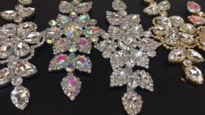 Sewing On Rhinestone Applique DIY Diamond Beaded Crystal Patches for Bridal Costume Evening Dress