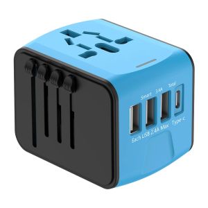 Universal Travel Adapter 100V-250V AC Power Plug Adapter 3 USB and 1 Type C Ports for USA EU UK AU Cell Phone Laptop