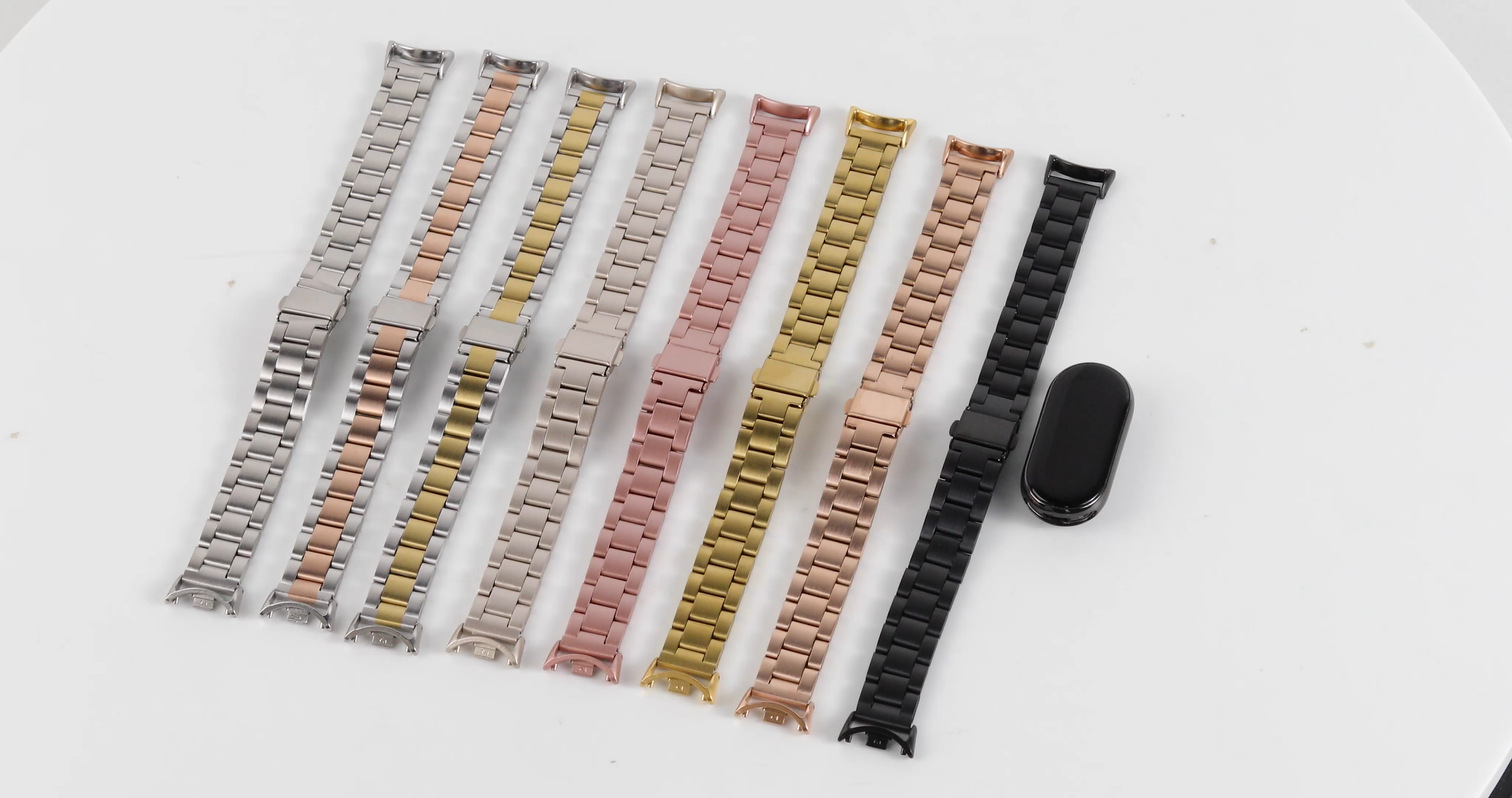 Luxury Stainless Steel Metal Link Band Adjustable Replacement Strap for Xiaomi Mi Band 10 9 8 NFC Fitness Tracker