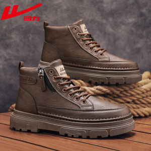 Casual Mens Martin Boots High Top Zipper Motorcycle Workwear Boots Short Tube Ultra Leather Fabric Inner Material round Toe
