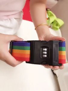 2PCS Luggage Strap Multipurpose Multifunction Travel Luggage Strap With ABS Lock Belt with Combination Suitcase Lock Rainbow Colour