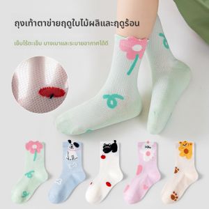 MiiOW | ถุงเท้าเด็กผู้หญิง ถุงเท้าตาข่ายระบายอากาศบาง ฤดูใบไม้ผลิและฤดูร้อน ถุงเท้าเด็กผู้หญิง MiiOW Cat Girl Princess Style