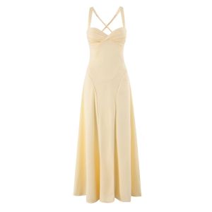 Elegant Womens Maxi Dress Spaghetti Straps Sweetheart Neck Long Evening Gowns Waist Cinched Back Lace Up Lady Summer Dresses