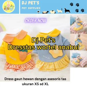 Baju anjing dan baju kucing dress gaun hewan anabul asesoris tas wortel bunga