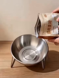 Stainless Steel Pet Feeding Bowl Elevated Pet Bowl Removable Design Neck-Protecting Cat Bowl & Dog Bowl