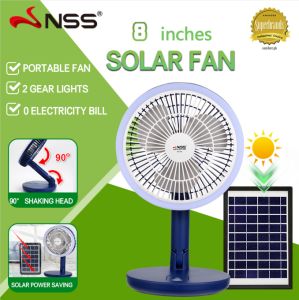 NSS 8 Inch Electric Fan: Portable & Rechargeable Mini Fan for School Emergency Light