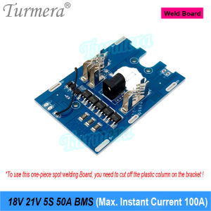 Turmera 18V 21V Screwdriver Battery Case 5S3P 15X 18650 Holder 5S 50A Max.100ABMS Weld Nickel for Replace 20V Electric Drill Use