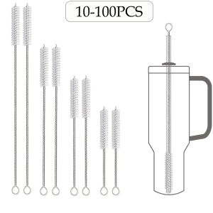 Straw Cleaner Brush Kit for Stanley - (4-Size) Extra Long Pipe Cleaners Straw Cleaning Brush for Tumbler Bottle