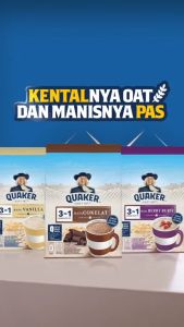 Instant Drink Minuman Sereal Quaker Oats 8 x 28 Gr Vanilla Coklat Berry Burst Matcha Bag / Pouch 200 Gr Quick Cook Instant Oats