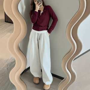 High Waist Loose Wide Leg Pants Womens Casual Loose Fit plus Size Pear Shape Body Conceal Hip Slimming Sweatpants