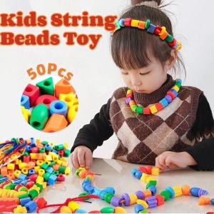 Kids String Beads Toy Rope Lacing Beads String Toy Montessori Learning Motor Skills Educational Toys