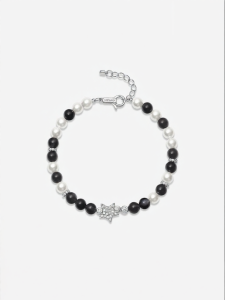 HEFANG Jewelry | Silver Obsidian Bubble Lightweight Luxury Elegant Well-designed Bracelet