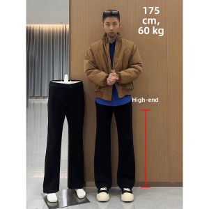 OUMULONG | Cleanfit White Bootcut Trousers for Height Enhancement