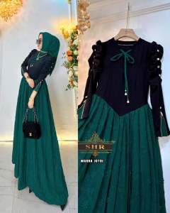 COD!!NEW READY MAXI DRESS MANJALITA LANGSING PELANGI BORDIR RAJUT BY SHR SIAP KIRIM