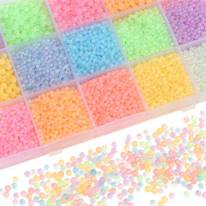 600/2100pcs không có lỗ đầy màu sắc một-lớp hạt phát sáng phát sáng trong bóng tối hạt cườm tròn thủy tinh cho cho làm đồ trang sức DIY trang trí sổ lưu niệm phát hiện phụ kiện thủ công