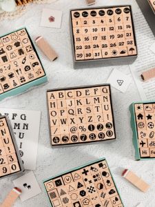 Weekly Digit Letter Geometric Shape Emoticon Stamps 42 Pieces