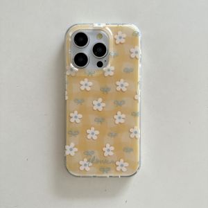 Japanese Style Simple Flower Bowknot Twisted Check Pattern Protective Phone Case Suitable for iPhone 17 Pro 16 15 14 13 Pro Max