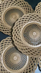 Piring Rotan Cokelat Plastik Lusinan Isi 12 PCS Cekung Peralatan Dapur Kitchenware Set Makan