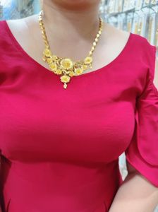 Dây chuyền hoa mai cưới chuẩn 24.kkemf hộp nhung E.1.24