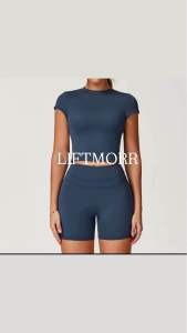 LIFTMORR Elegant Sculpt Short Sleeve Activewear Set /Gym YogaSport training