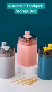 Automatic Toothpick Storage Box Tooth Pick Holder Dispenser Kitchen Restaurant Clean Anti Dust Gorik Gigi 防尘弹跳牙签筒