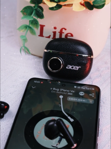Acer OHR544 Leather Texture Semi-In-Ear TWS Wireless Bluetooth 6.0 Earbuds HiFi Stereo ENC Noise Cancelling Headphones with LED Display & 12H Battery
