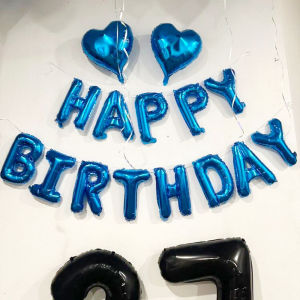 13pcs/set Birthday Balloon Blue Black Aluminium Foil HAPPY BIRTHDAY Letter Balloons Birthday Party Decor Home Party DIY Supplies