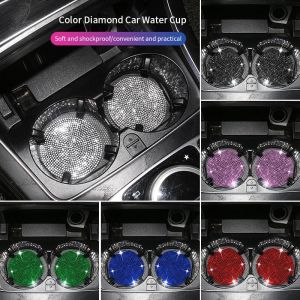 2PCS Multifunctional Car Diamond Coaster Water Cup Slot Non-Slip Mat Silica Pad Cup Holder Mat Auto Interior Decoration Accessories
