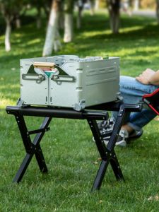 Outdoor Camping Ice Bucket Rack Aluminum Alloy Water Barrel Stand Adjustable Foldable Camping Storage Rack Incubator Rack