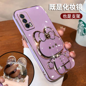 Rabbit Bracket for Vivoiqooneo5  Shell 5S Invisible Makeup Mirror 5se All-Inclusive Drop-Resistant Iqooneo Girls Fashion Cute Neo3 Three-Dimensional Creativity New Arrival Ultra-Thin Silicone Soft Case