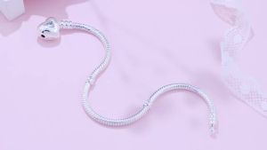 Vòng Tay Charm Hình Trái Tim Mạ Bạc Orstarry S925 17-20CM Quà Tặng Tự Làm Trang Sức Nữ Đính Zircon