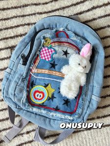 Túi Đeo Vai Mini Dễ Thương Túi Đeo Vai Vải Denim Nhiều Ngôi Sao Túi Học Sinh Túi Đeo Vai Phong Cách Y2K Túi Đeo Vai Thời Trang