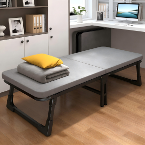Folding Bed With Foam 60/70/80cm Single Grey/Stripe White Portable Foldable Lunch Break Bed Leisure Bed With Wheel
