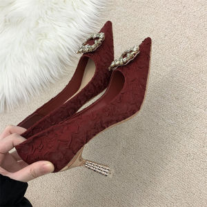 Water Drill Red Wedding Shoe Single Shoes