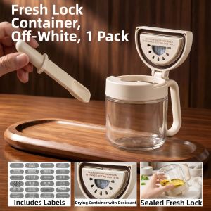 youqin | Kitchen Home Spoon-separated Glass Spice Box