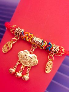 Longevity Lock Red Rope Pet Collar Cat Bring In Wealth and Treasure Hand-Woven Small Size Dogs Neck Accessories Pendant Necklace Collar