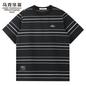 Mark Fairwhale | Colorblock Stripe Textured T-Shirts for Men