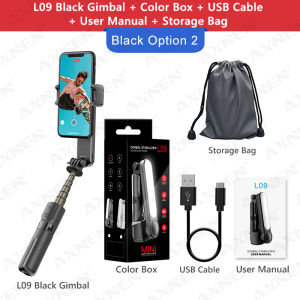 AXNEN | AXNEN L09 Handheld Gimbal Stabilizer Selfie Stick Bluetooth Mobile Phone Holder Adjustable Fill Light Selfie Stand for Cellphone