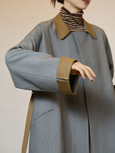 French Vintage Urban Commute Lapel Patchwork Trench Coat