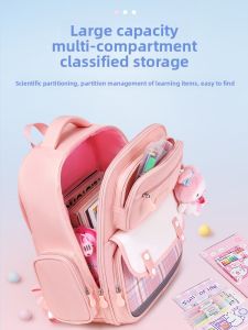 MONLEYTA | Girls Backpack Elementary School Students 2025 New Model Grades One To Six Children Spine Protection Load Reduction Waterproof Double Shoulder Bag