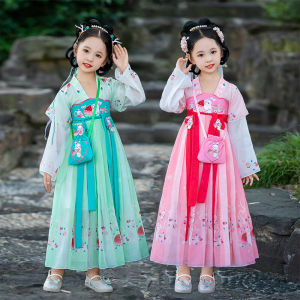 Váy Công Chúa Phong Cách Cổ Trang Phục Hanfu Cho Bé Gái Mùa Xuân Mới Siêu Tiên Phong Trang Phục Biểu Diễn Trẻ Em