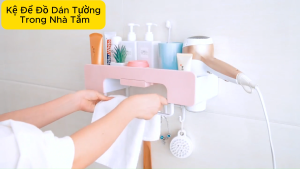 Kệ để đồ nhà tắm đa năng dán tường có nhiều khay chứa đồ Renai Ra-816 kèm giá treo khăn