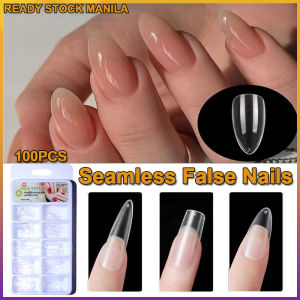 100PCS Seamless Clear Fake Nails Artificial Nail Glue Natural Full Cover Acrylic French Nails Extension Manicure Kit